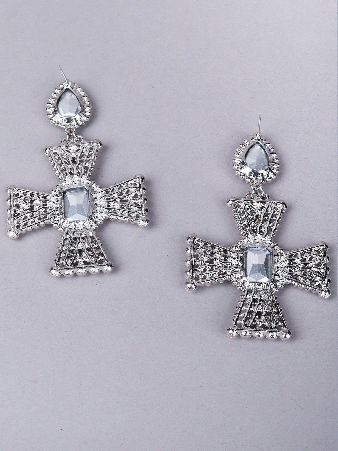 

ODETTE Silver-Toned Classic Drop Earrings