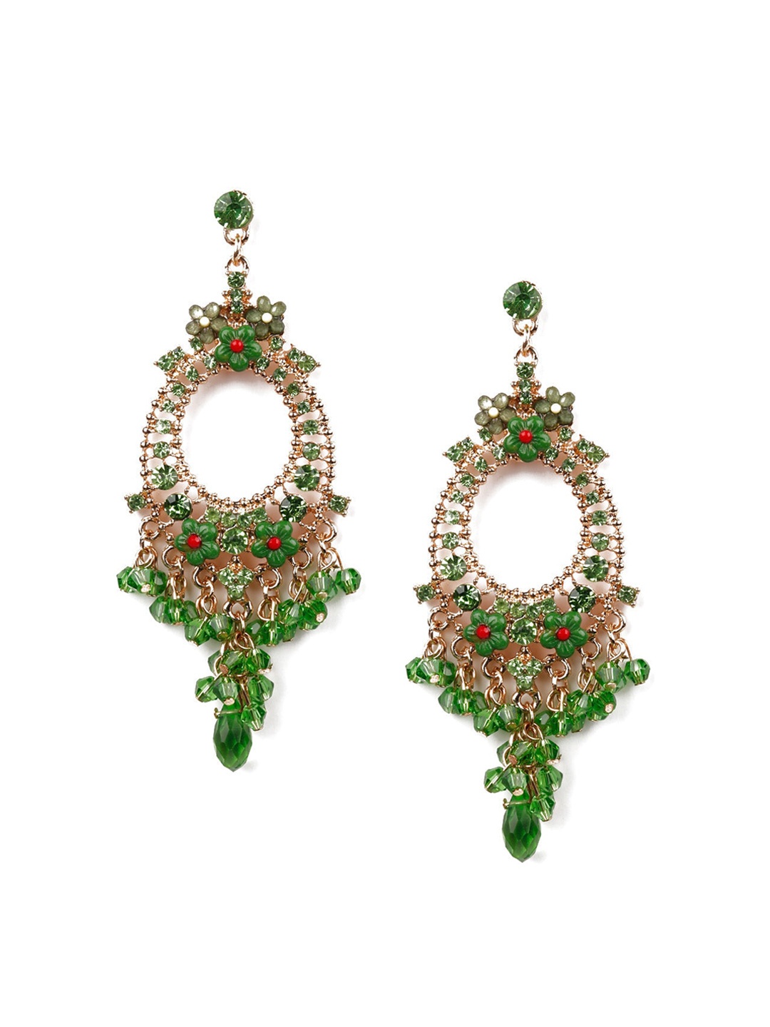 

ODETTE Green Crescent Shaped Chandbalis Earrings