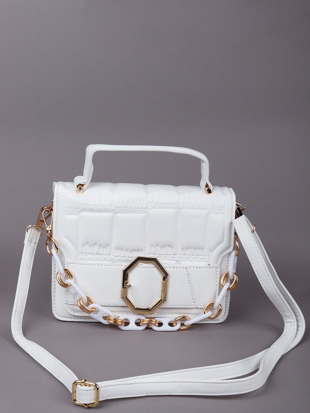 

ODETTE White Structured Handheld Bag