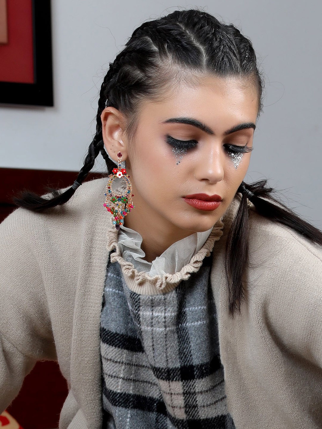 

ODETTE Multicoloured Classic Drop Earrings, Multi