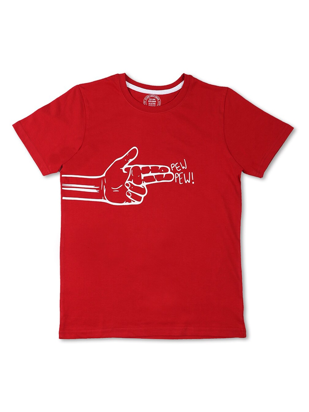 

Benny n Bunny Boys Red Typography Printed T-shirt
