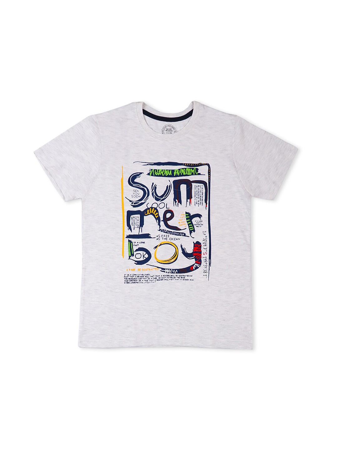 

Benny n Bunny Boys Grey Typography Printed Applique T-shirt