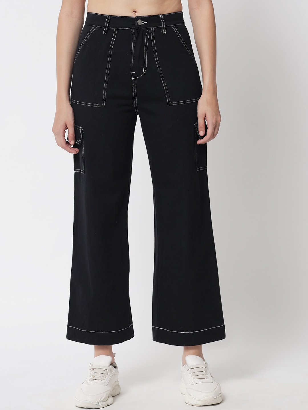 

River Of Design Jeans Women Black Wide Leg High-Rise Jeans