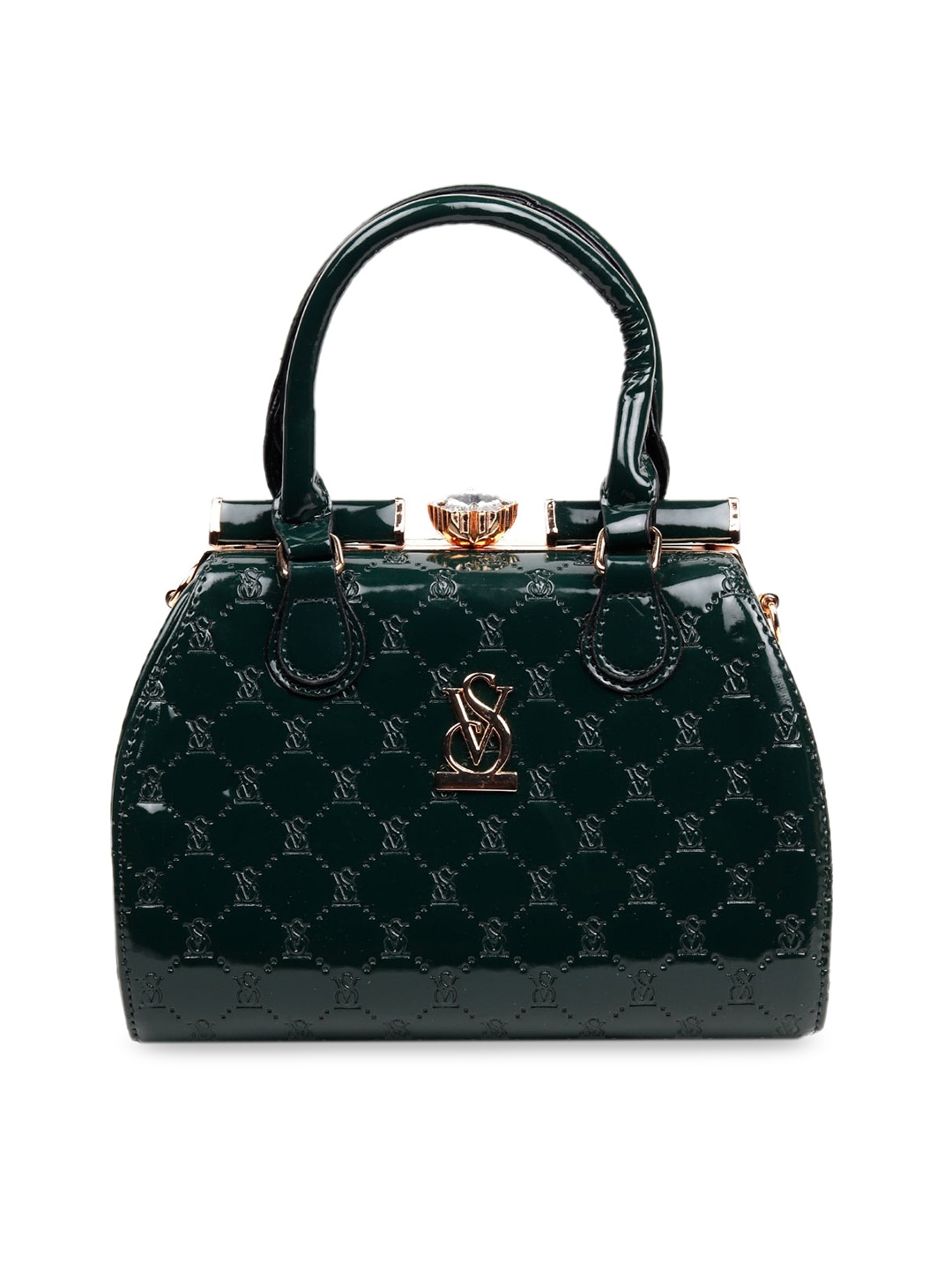 

ODETTE Women Olive Green Textured Structured Handheld Bag