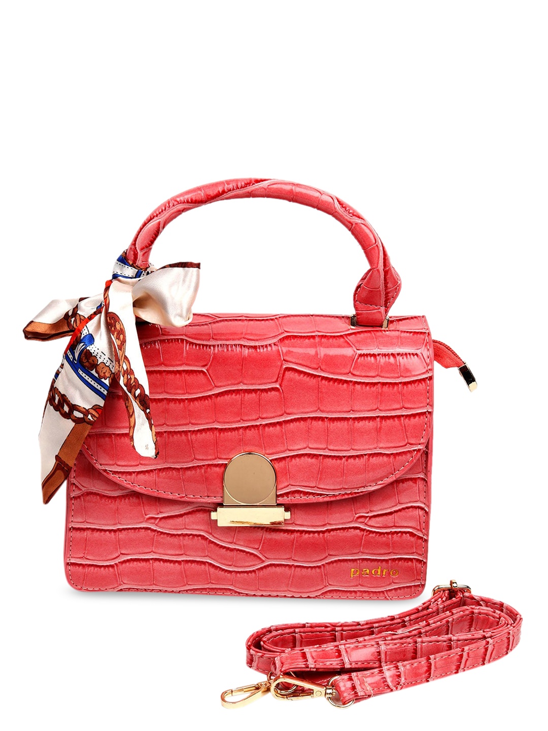 

ODETTE Red Textured Structured Satchel