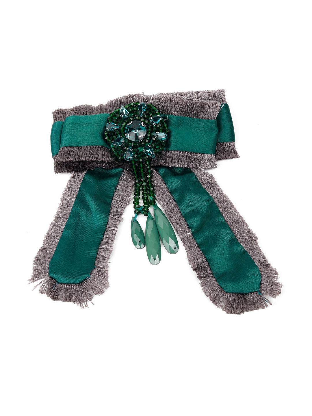

ODETTE Green Stone-Studded Brooch