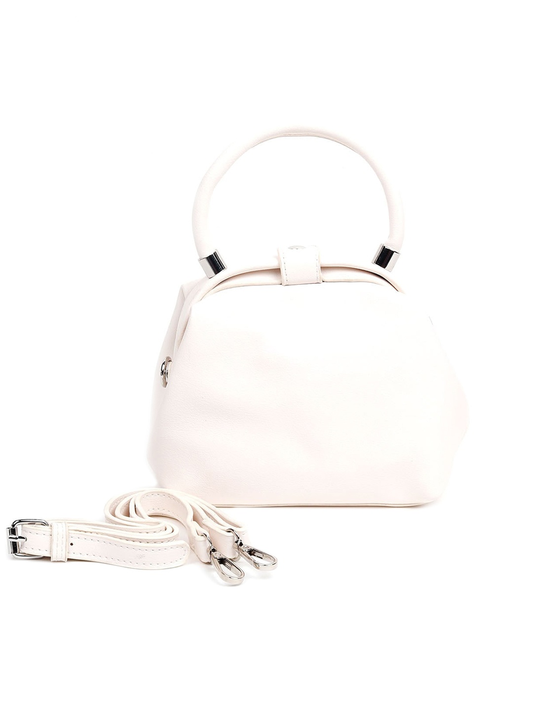 

ODETTE White Structured Handheld Bag