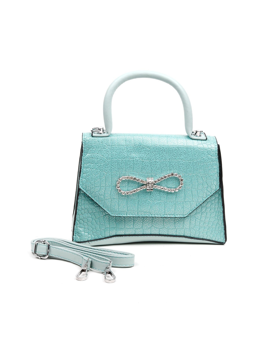 

ODETTE Women Sea Green Textured Structured Sling Bag
