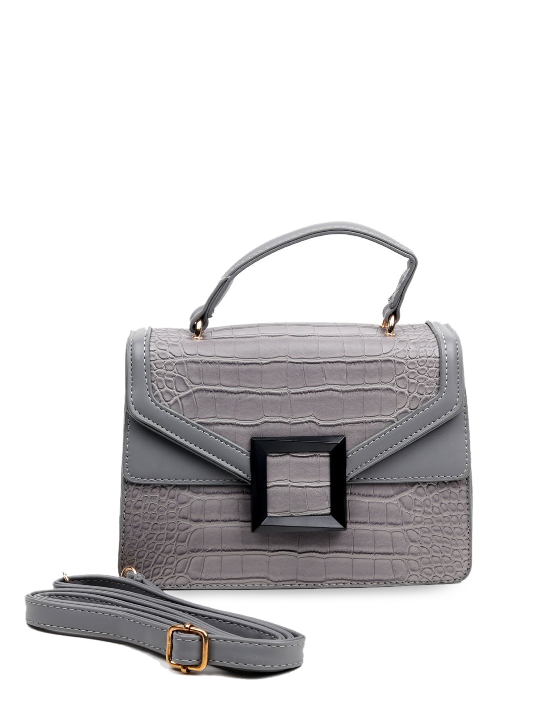 

ODETTE Grey Textured Structured Satchel