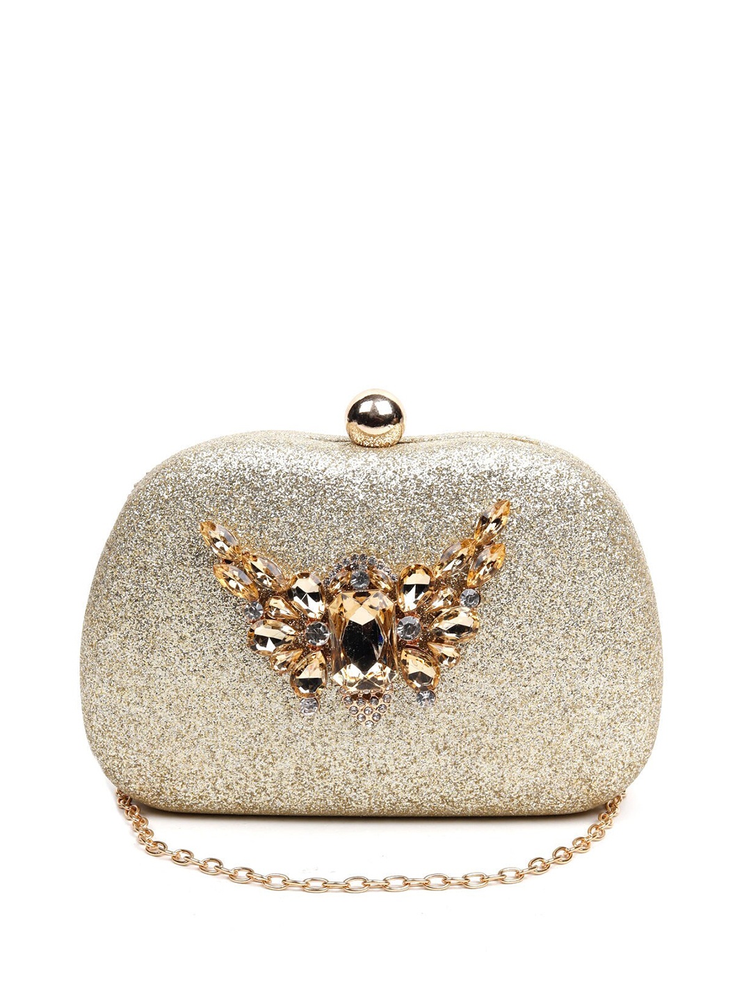 

ODETTE Gold-Toned Textured Box Clutch