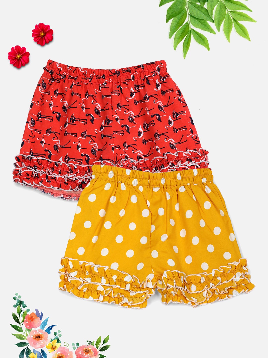 

Cutiekins Girls Pack of 2 Printed Shorts, Red