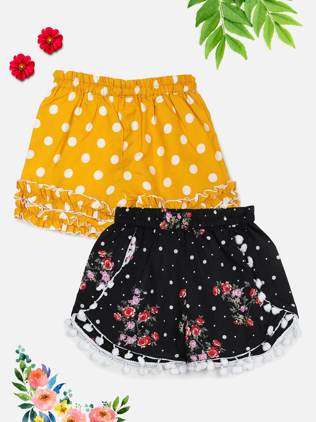 

Cutiekins Girls Pack of 2 Printed Shorts, Yellow