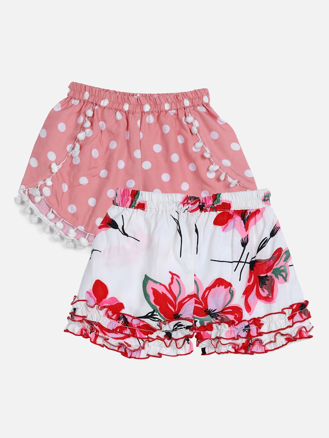 

Cutiekins Girls White Floral Printed Shorts