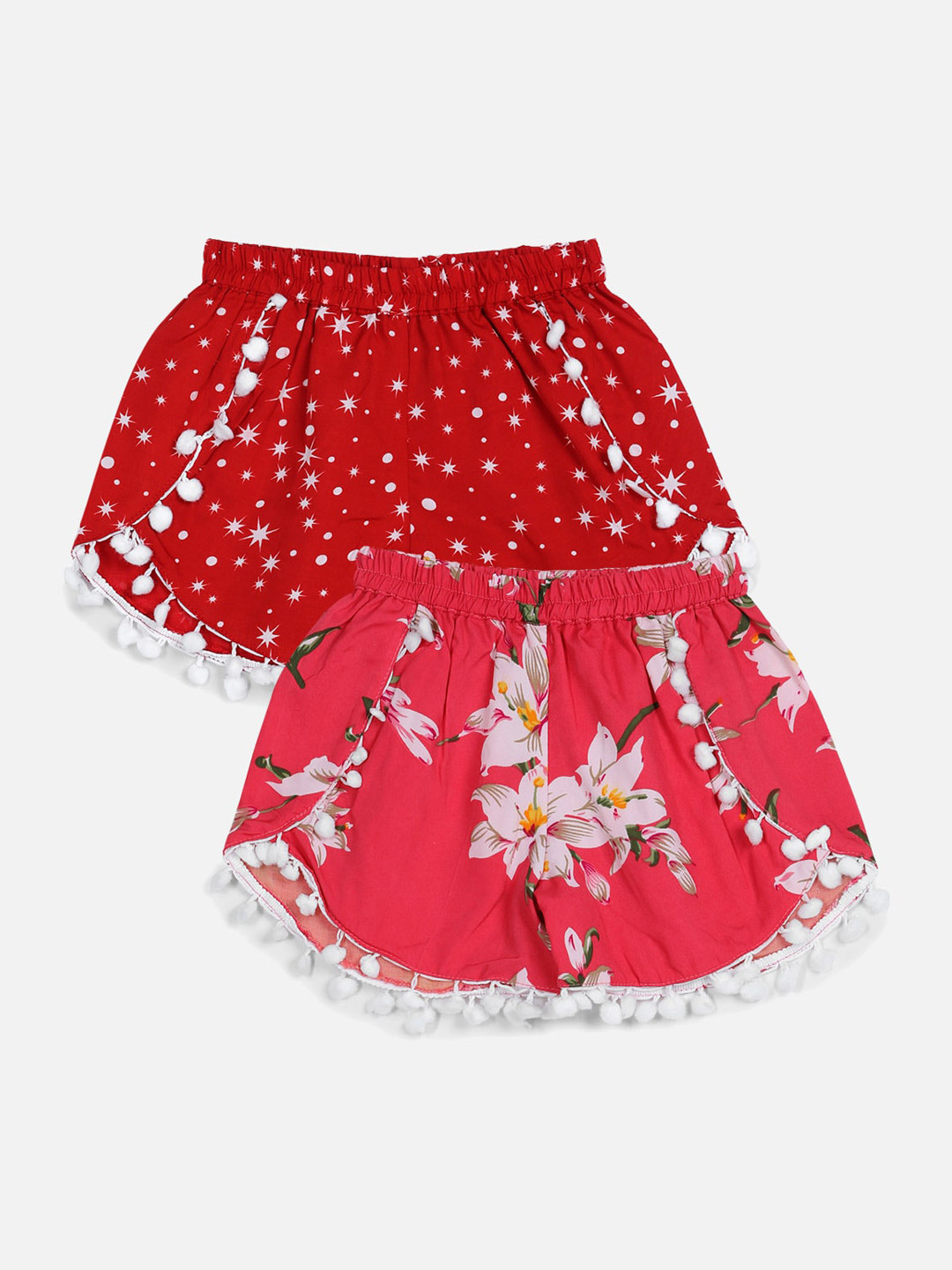 

Cutiekins Girls Pack Of 2 Red Floral Printed Shorts