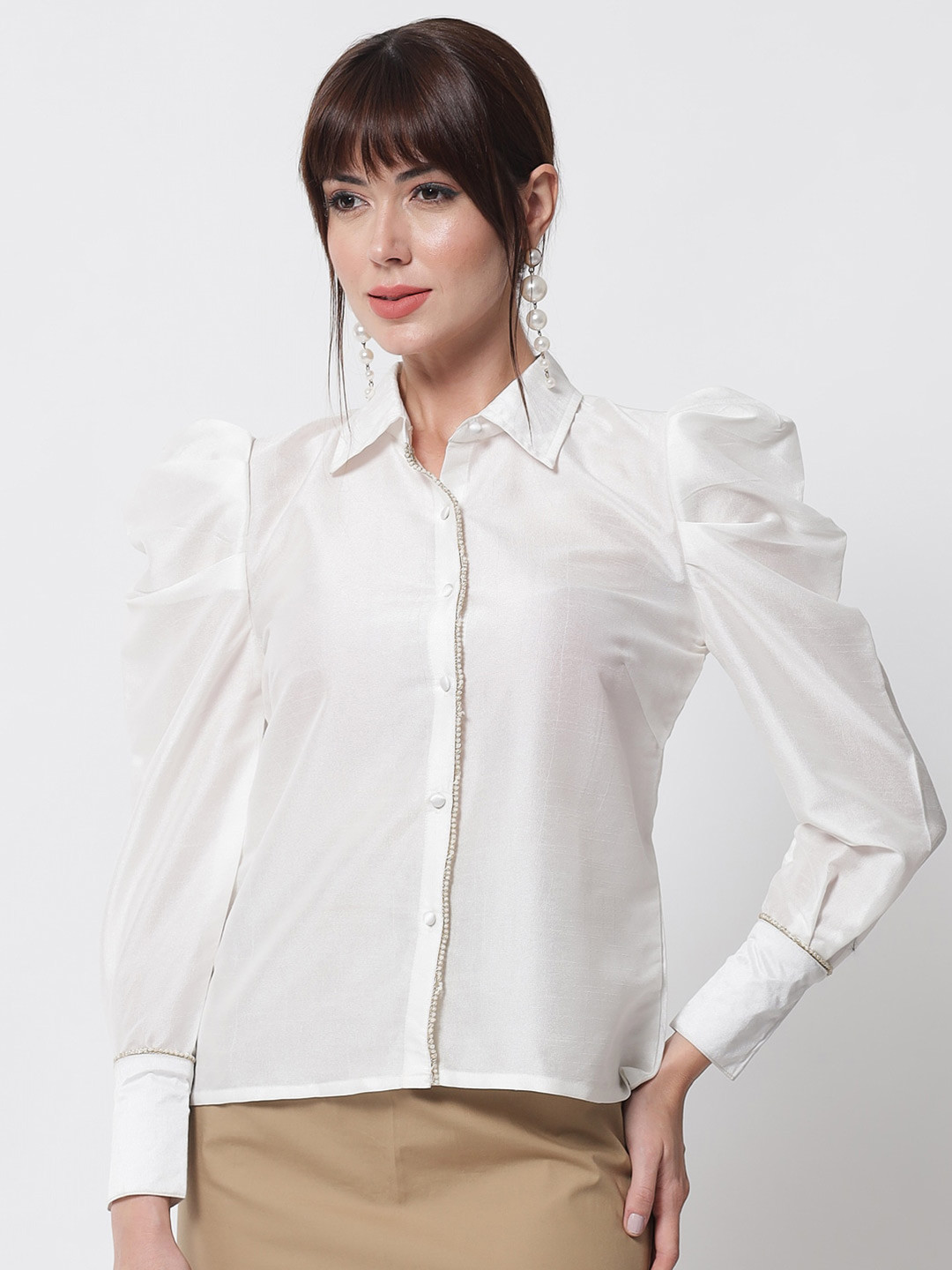 

studio rasa Women Off White Shirt Style Top