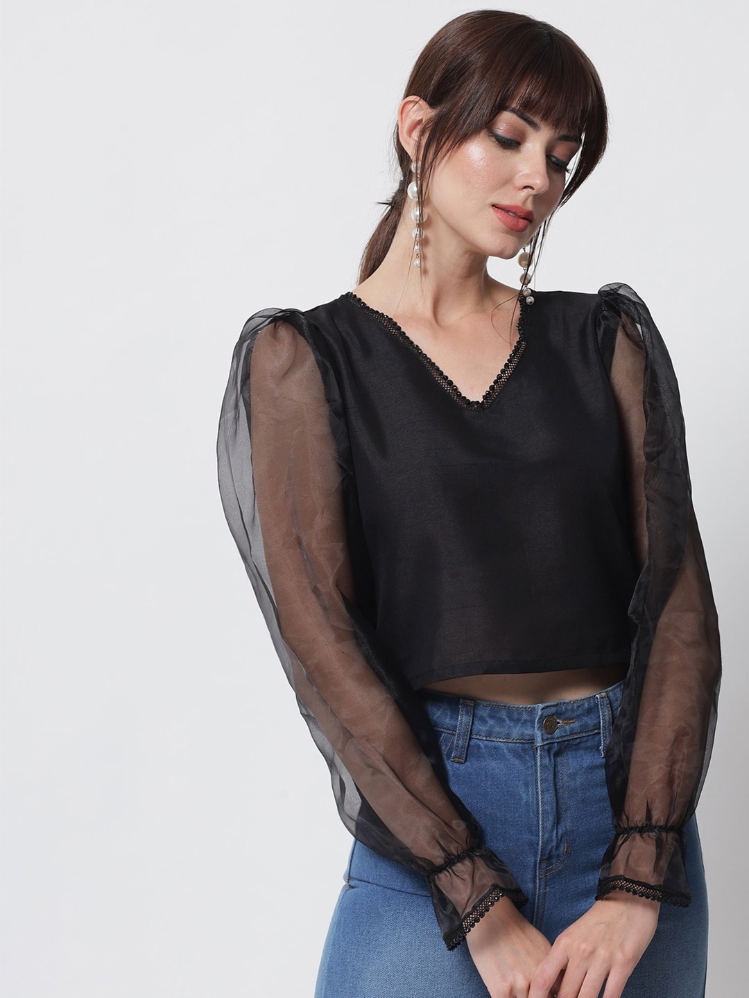 

studio rasa Women Black Solid Crop Top