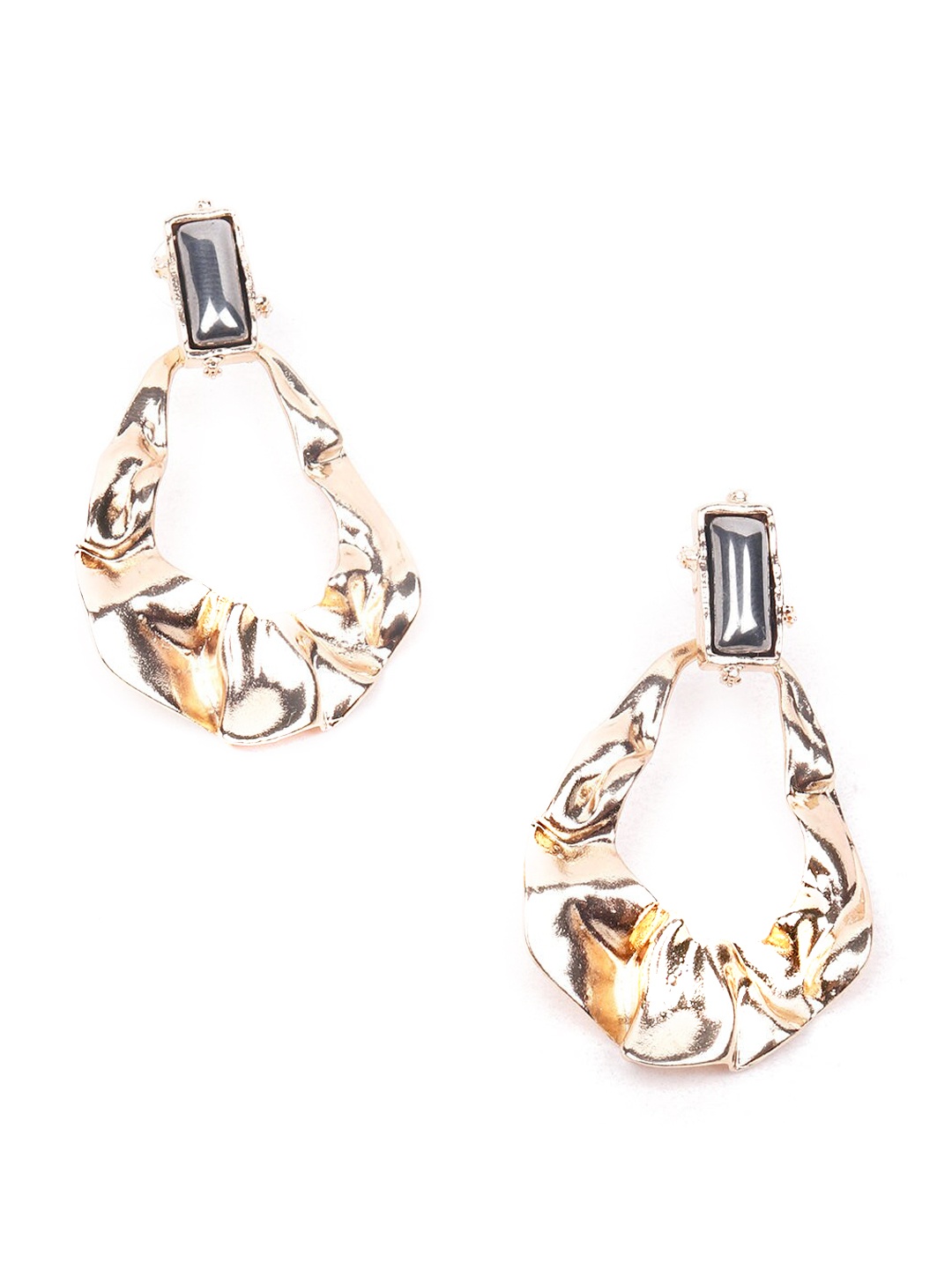 

ODETTE Women Gold-Toned Oval Drop Earrings