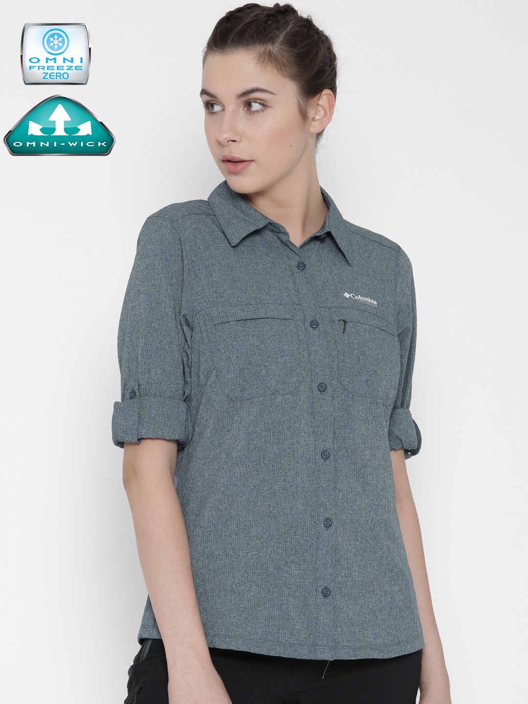 

Columbia Women Blue Irico Patterned Hiking Shirt