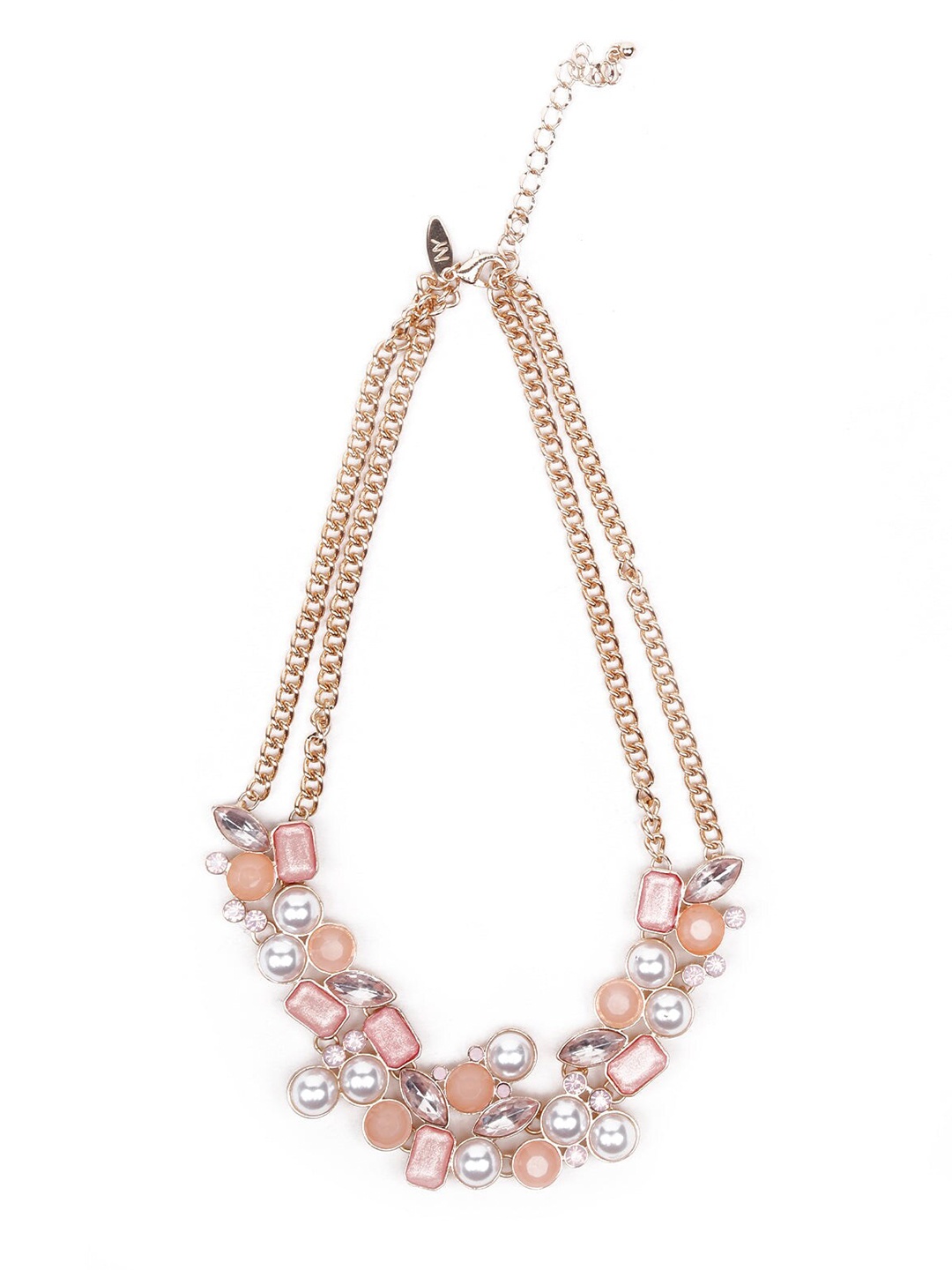 

ODETTE Gold-Toned & Pink Stone Studded Necklace