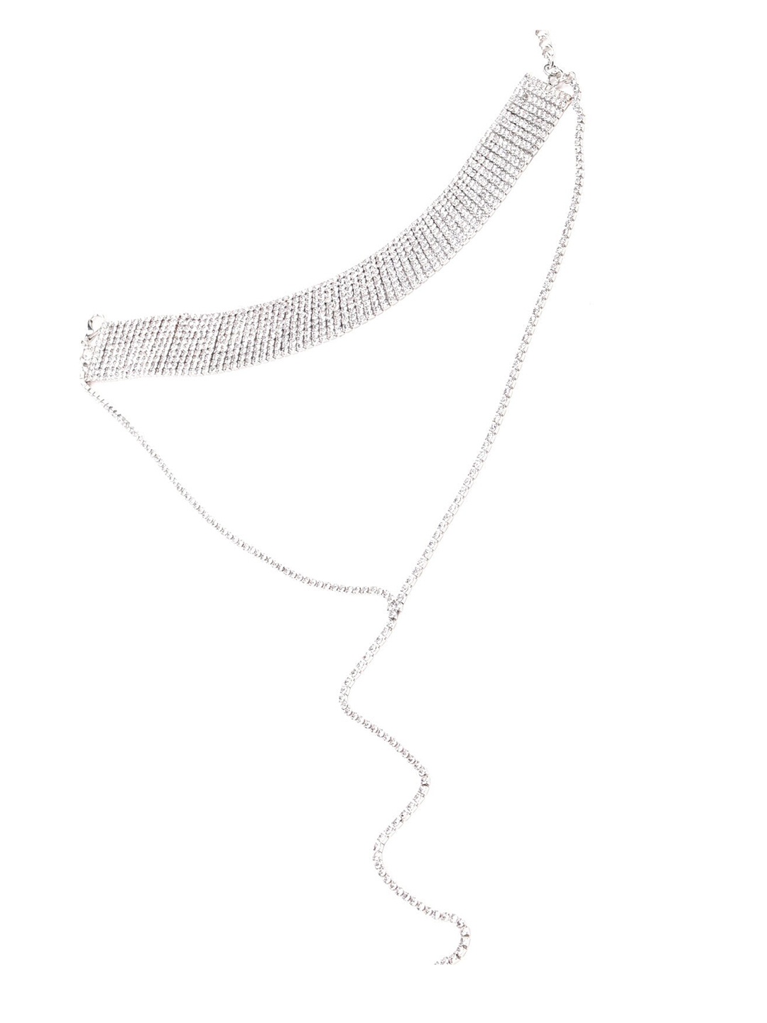 

ODETTE Silver-Toned & White Stone Studded Necklace