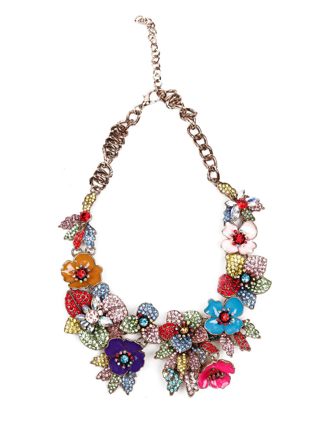 

ODETTE Purple & Pink Floral Studded Necklace