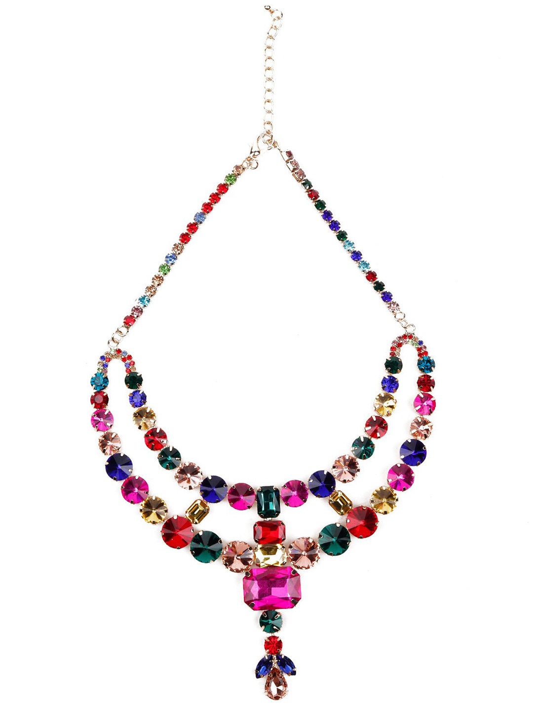 

ODETTE Gold-Toned & Pink Stone Studded Necklace