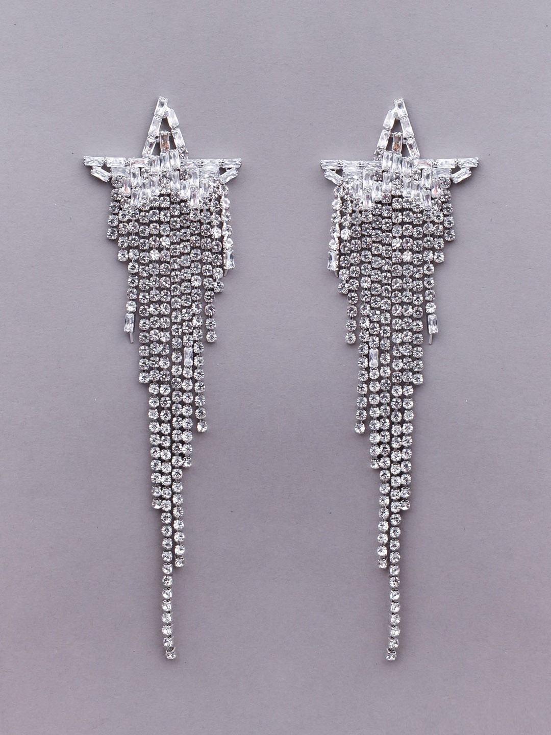 

ODETTE Silver-Toned Star Shaped Drop Earrings