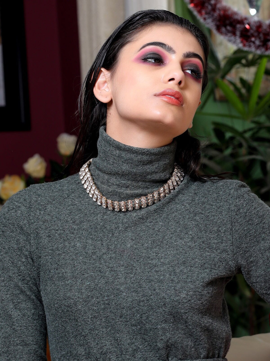 

ODETTE Gold-Toned & White Stone Studded Necklace