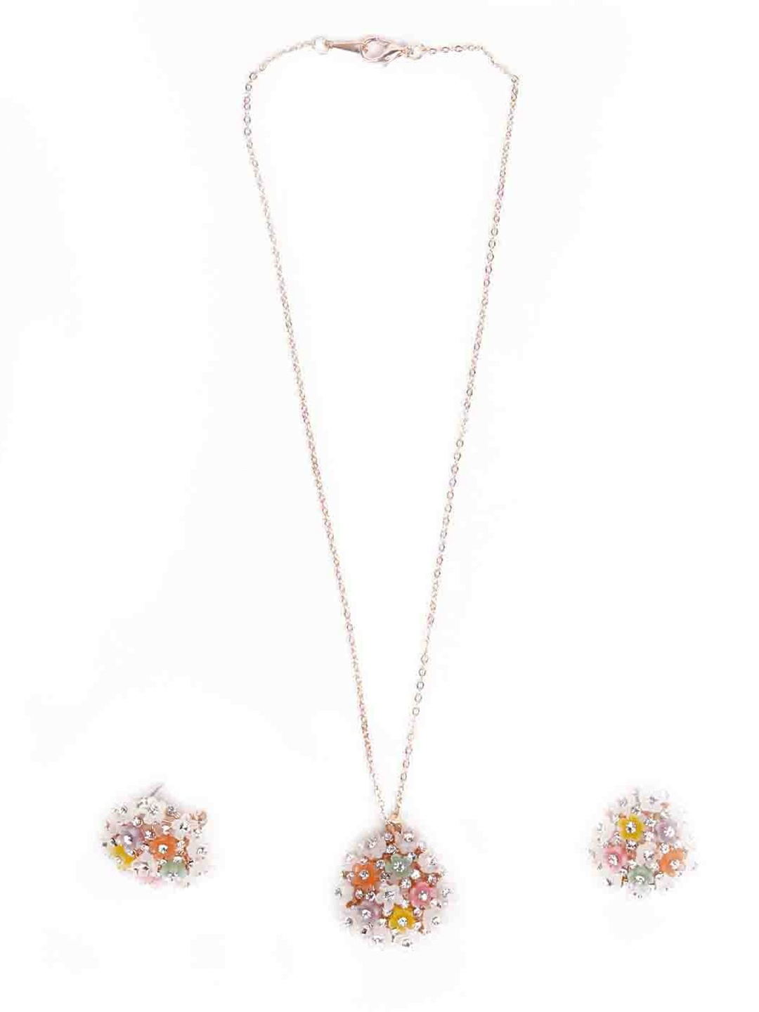 

ODETTE Multicoloured Stone Studded Pendant Set, Multi