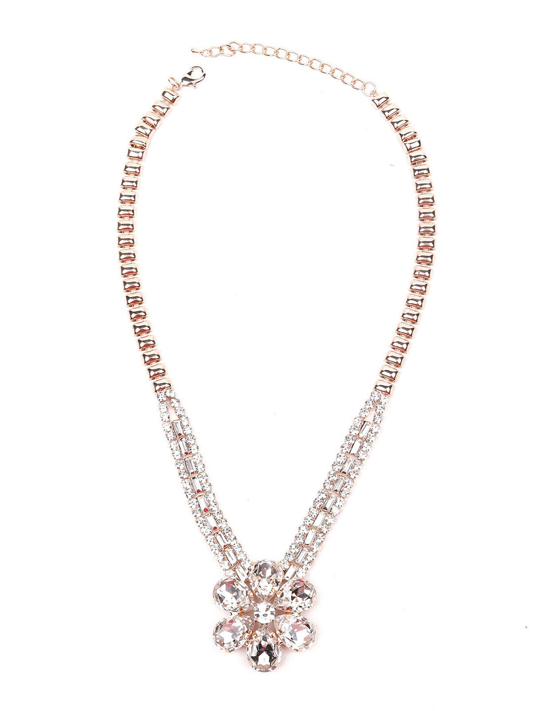 

ODETTE Rose Gold & White Stones-Studded Necklace