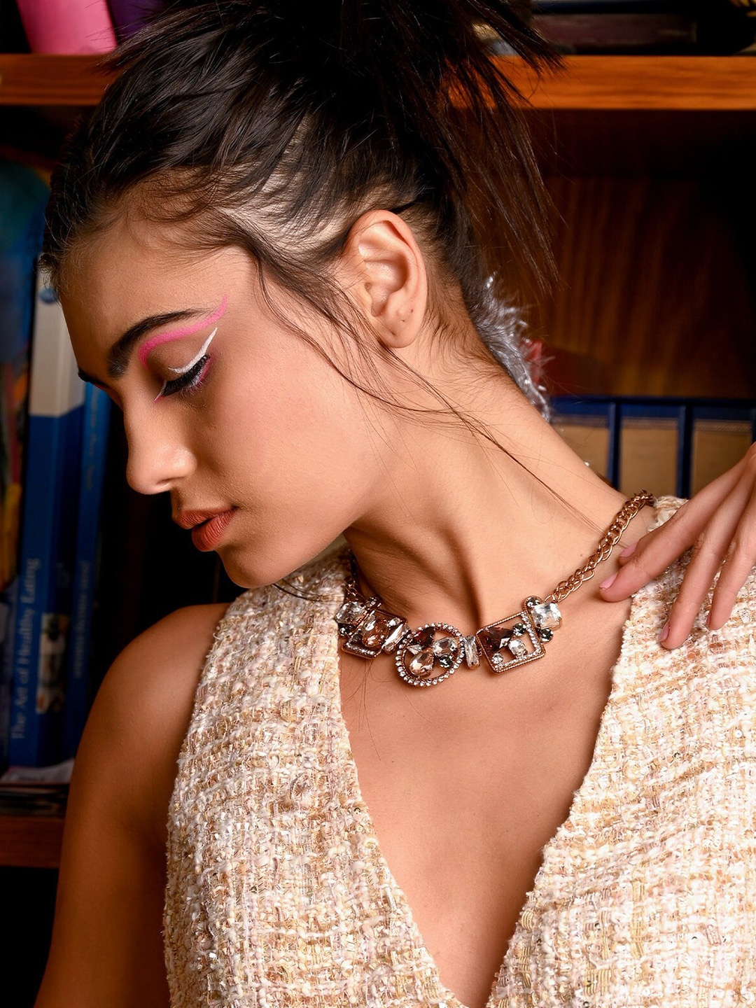 

ODETTE Gold-Toned & White Statement Necklace