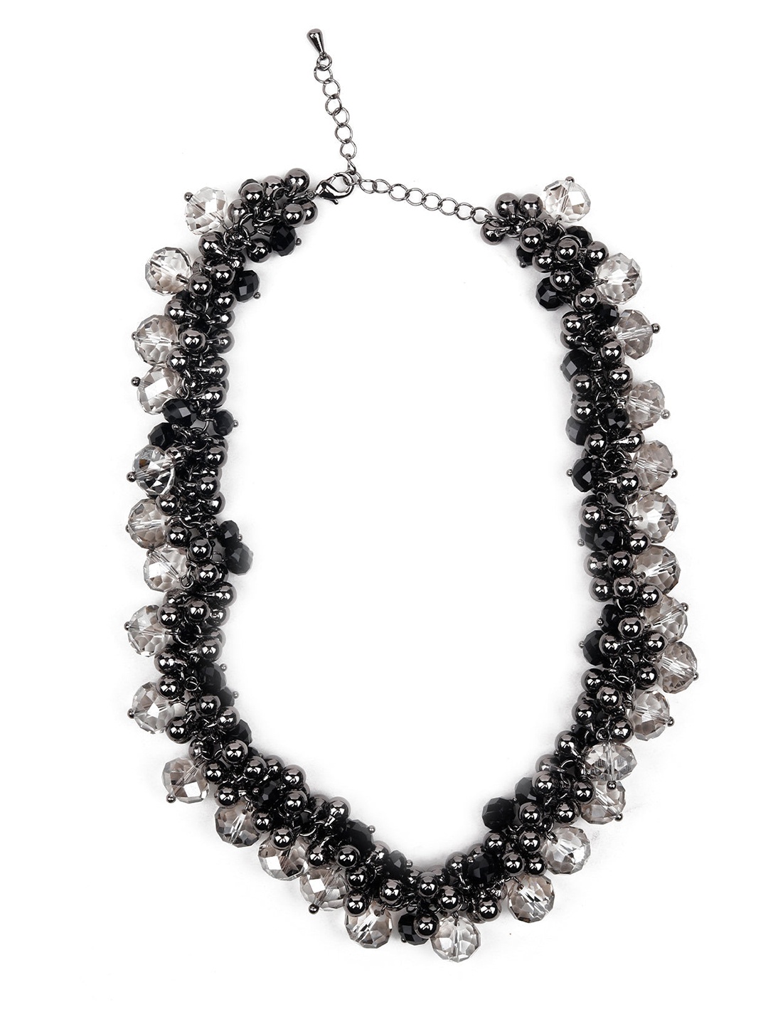 

ODETTE Black & Silver-Toned Beaded Necklace