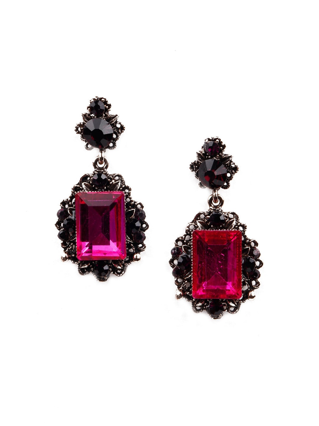 

ODETTE Pink & Burgundy Contemporary Drop Earrings