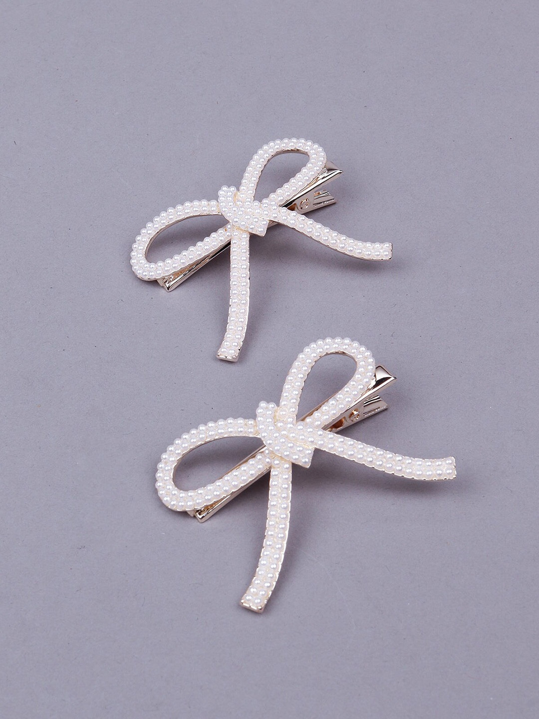 

ODETTE Women White Alligator Hair Clips Pack Of 2