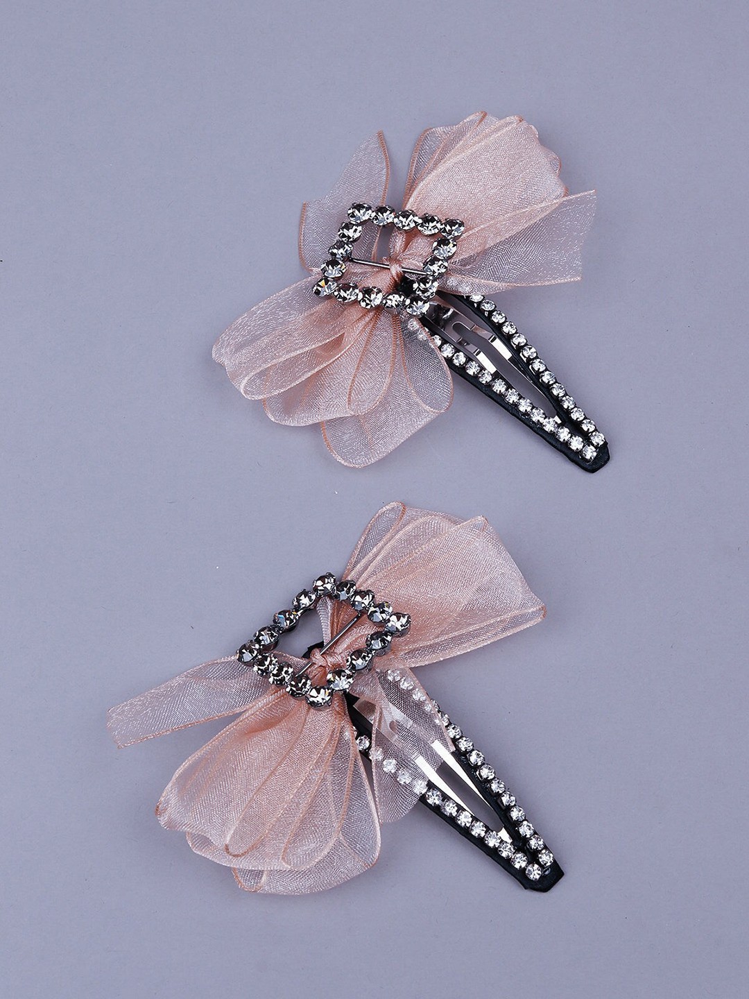 

ODETTE Women Black & Pink Embellished Tic Tac Hair Clip