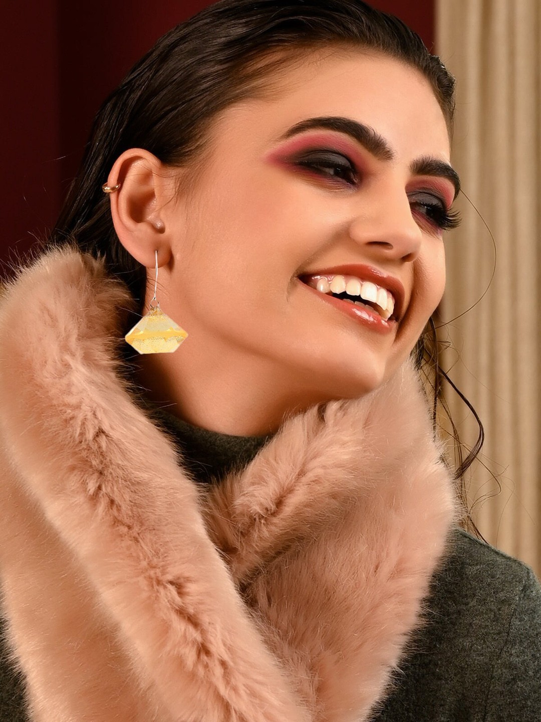 

ODETTE Yellow Diamond Shaped Drop Earrings