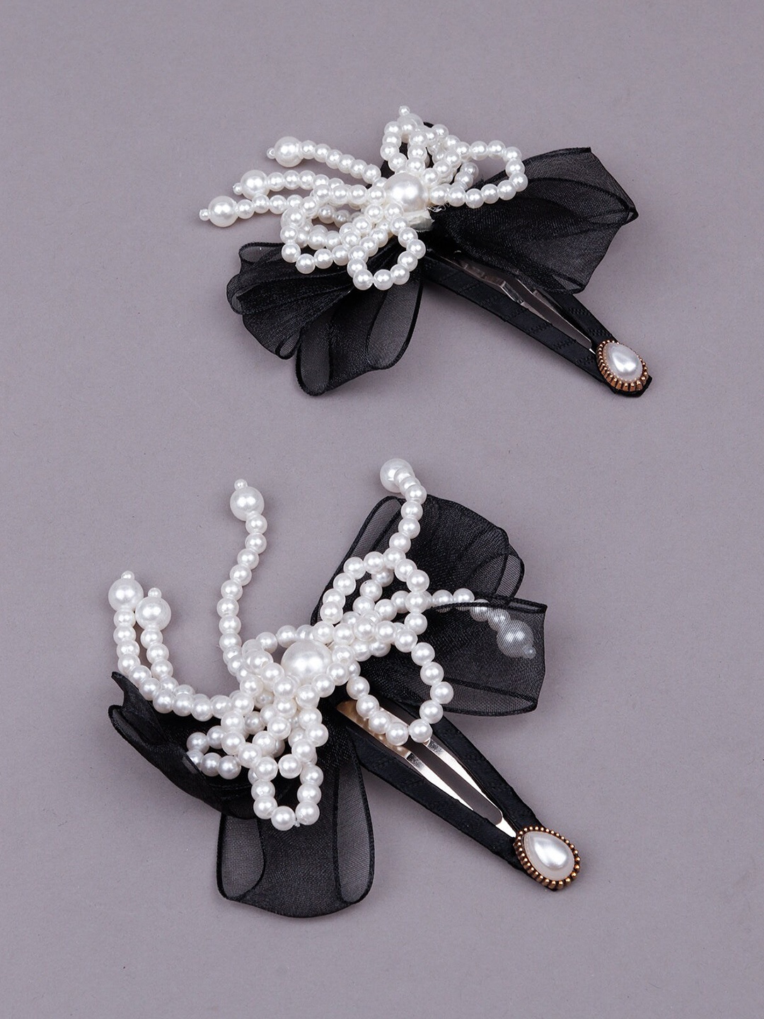 

ODETTE Women Black & White Embellished Tic Tac Hair Clip