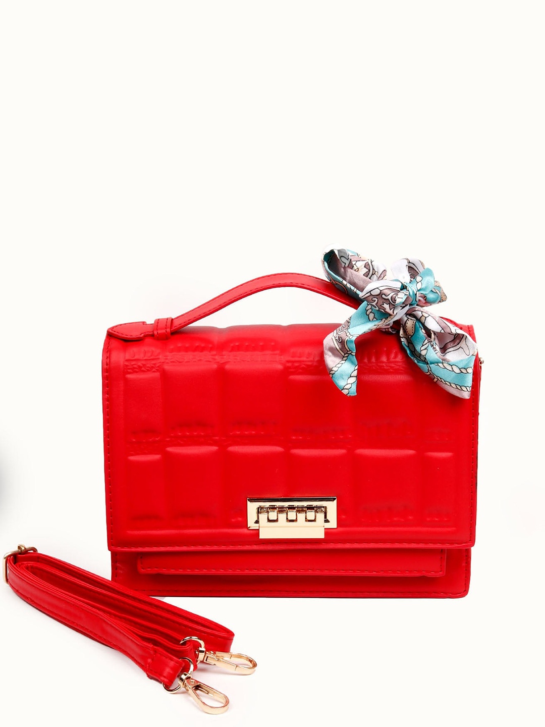 

ODETTE Red Bowling Satchel with Quilted