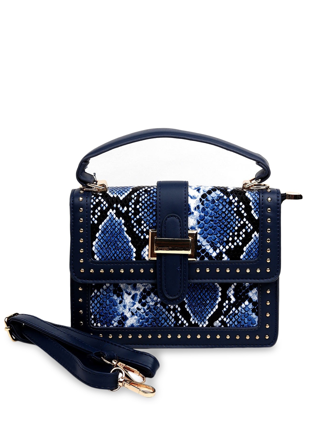 

ODETTE Blue Animal Textured Structured Satchel