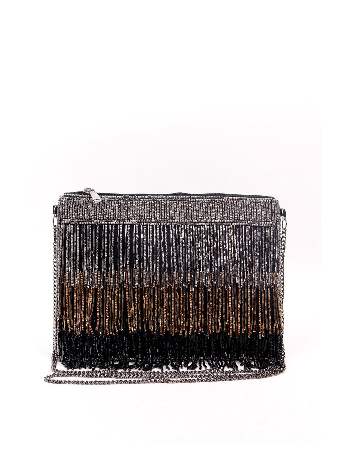 

ODETTE Gold-Toned Embellished Leather Swagger Sling Bag
