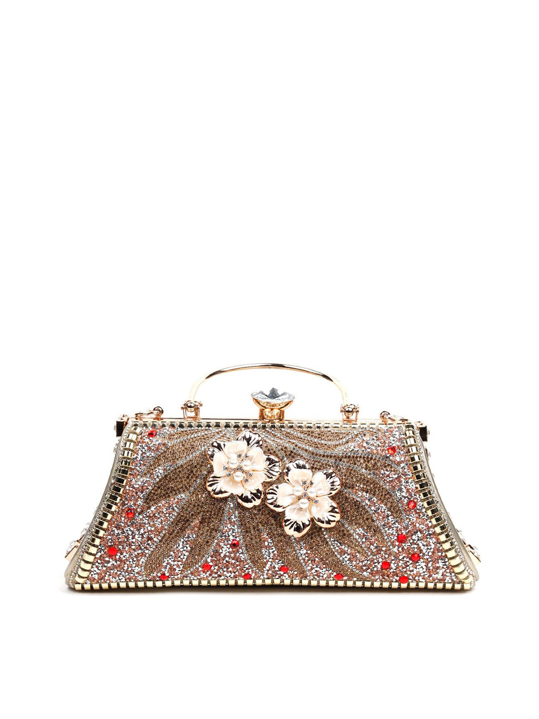 

ODETTE Brown Embellished Structured Handheld Bag