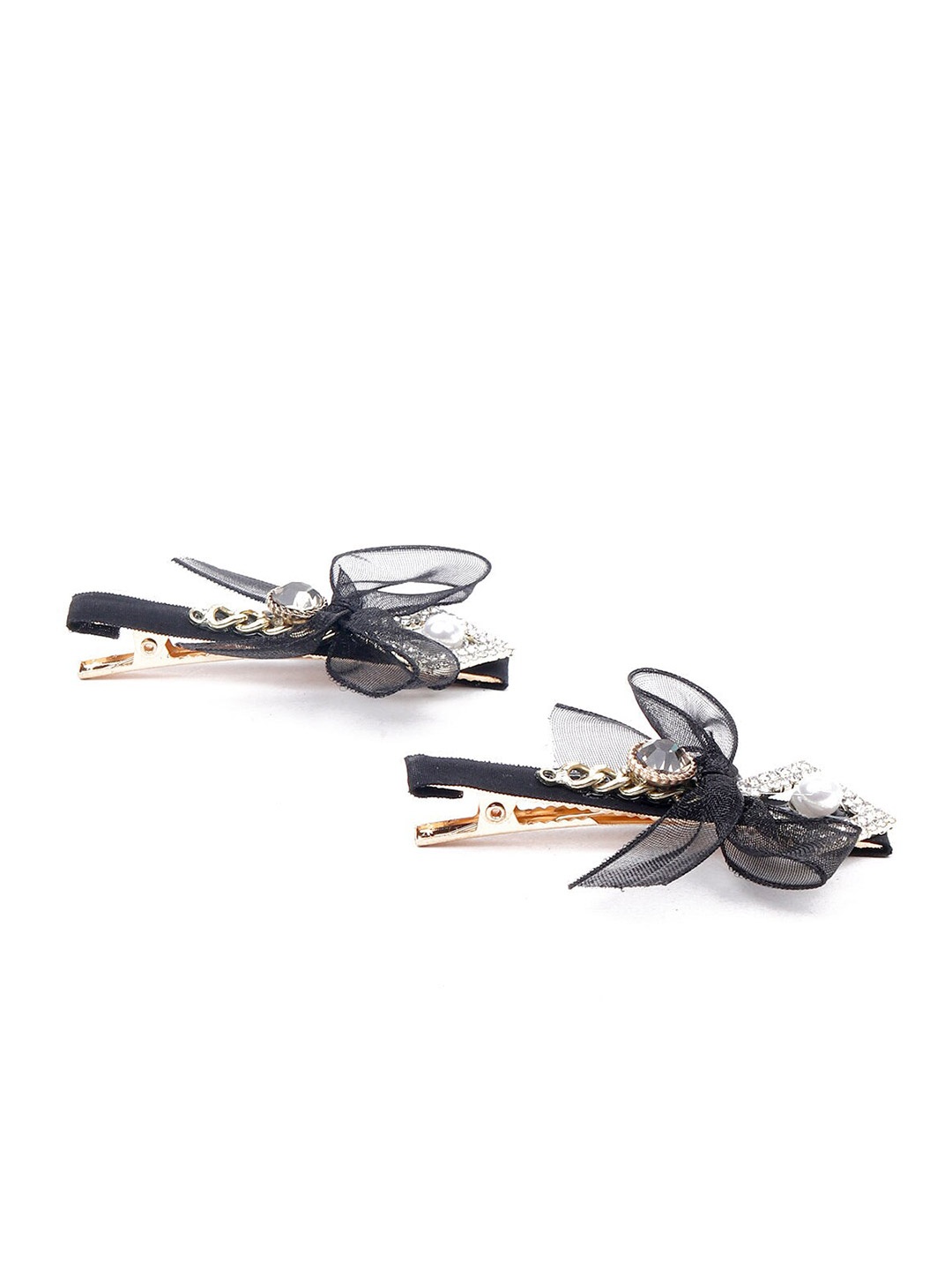 

ODETTE Women Black Set of 2 Embellished Alligator Hair Clip