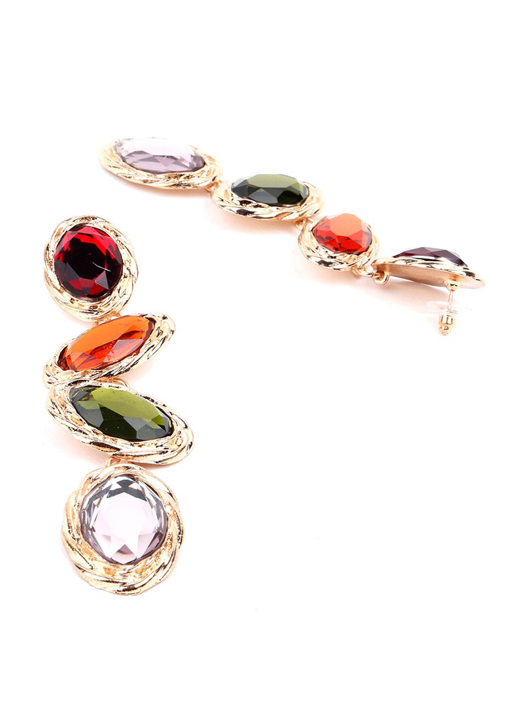 

ODETTE Gold-Toned & Red Contemporary Drop Earrings