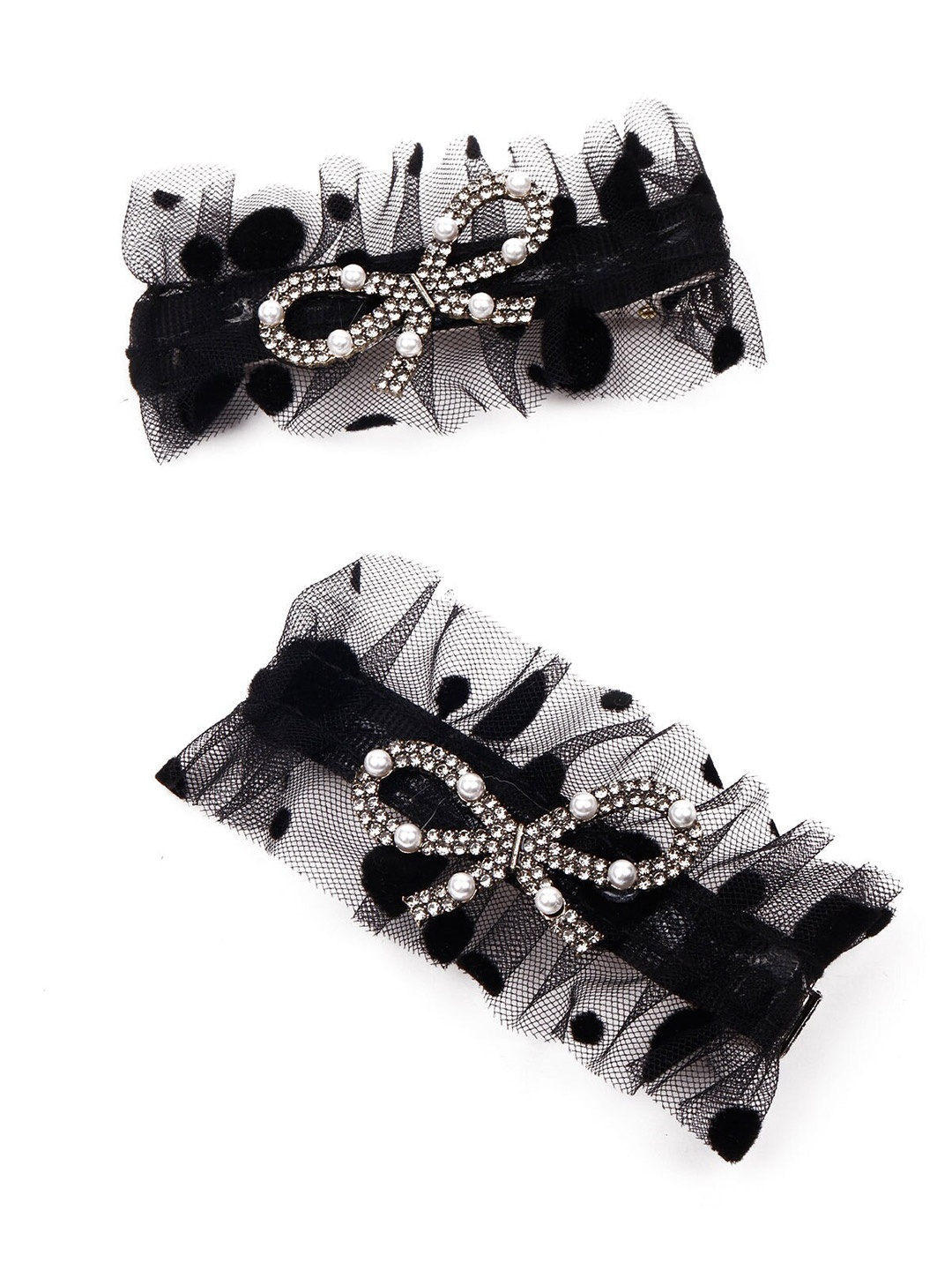 

ODETTE Women Black Set of 2 Embellished Alligator Hair Clip