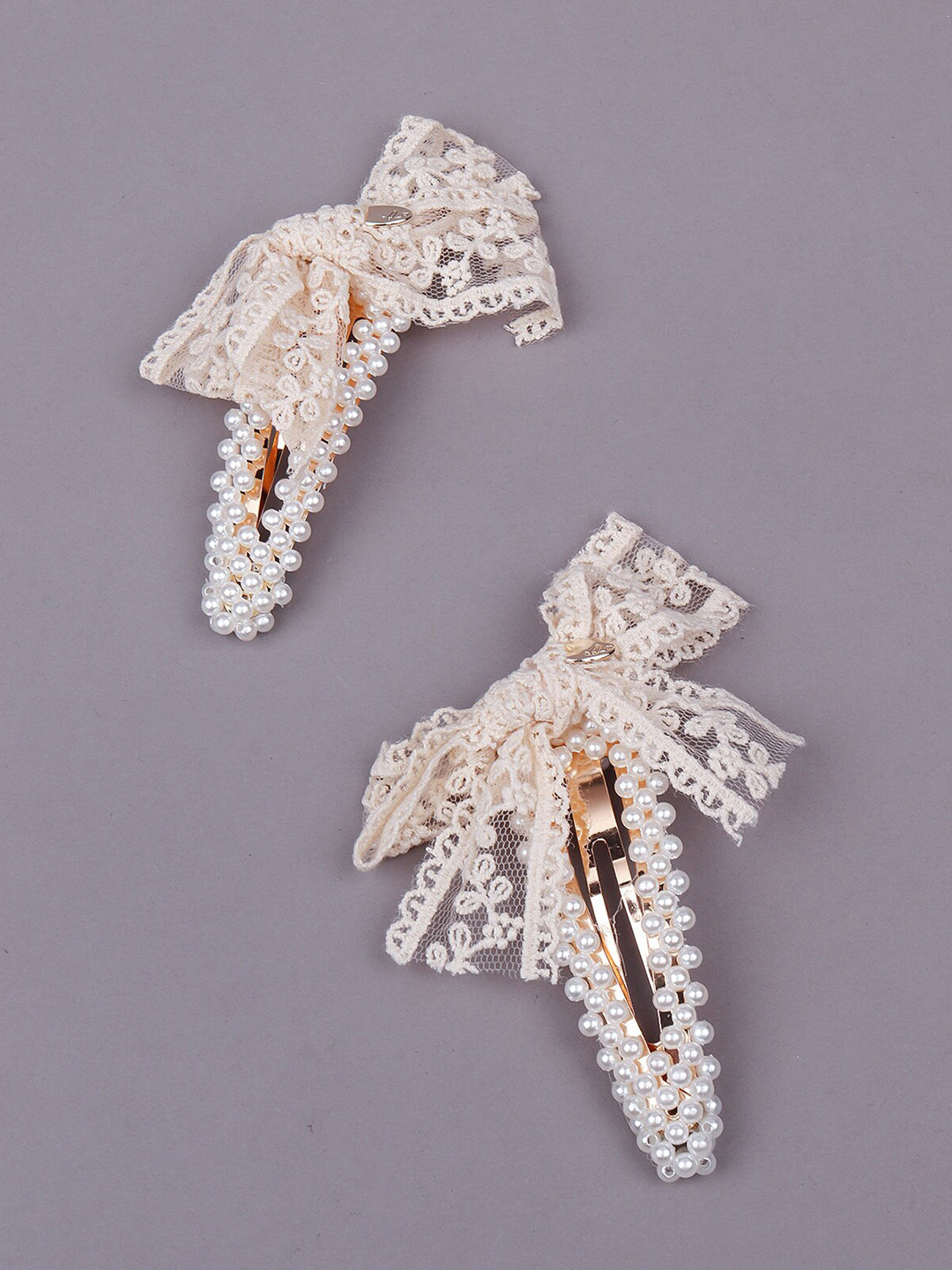 

ODETTE Women White Embellished Alligator Hair Clip