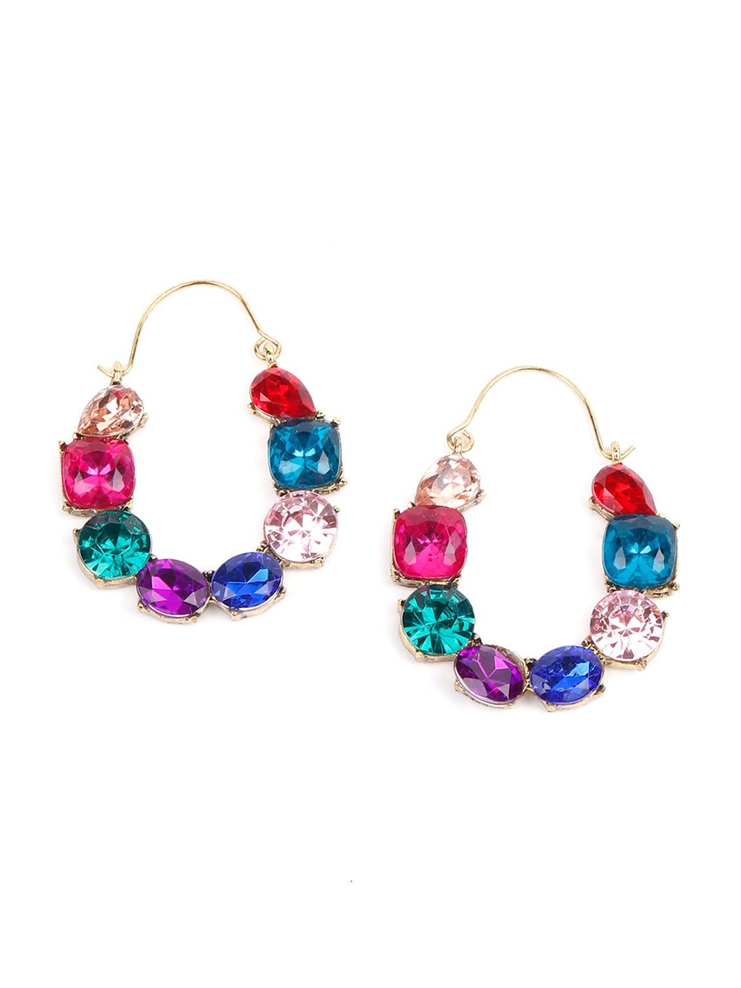 

ODETTE Multicoloured Contemporary Hoop Earrings, Multi