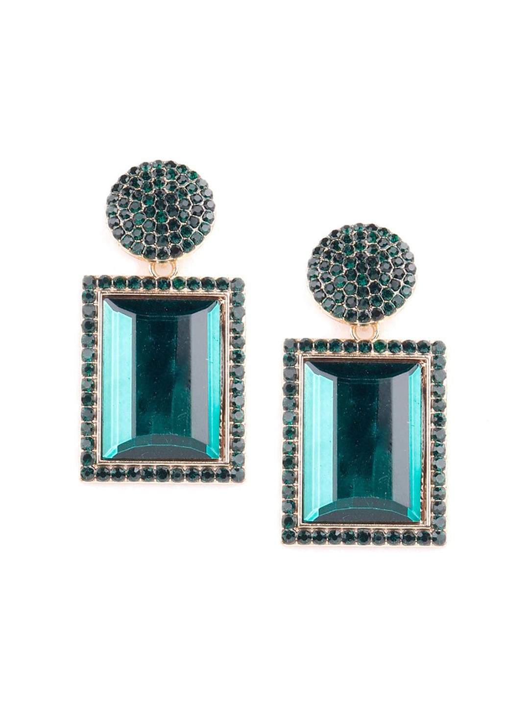

ODETTE Green Geometric Drop Earrings