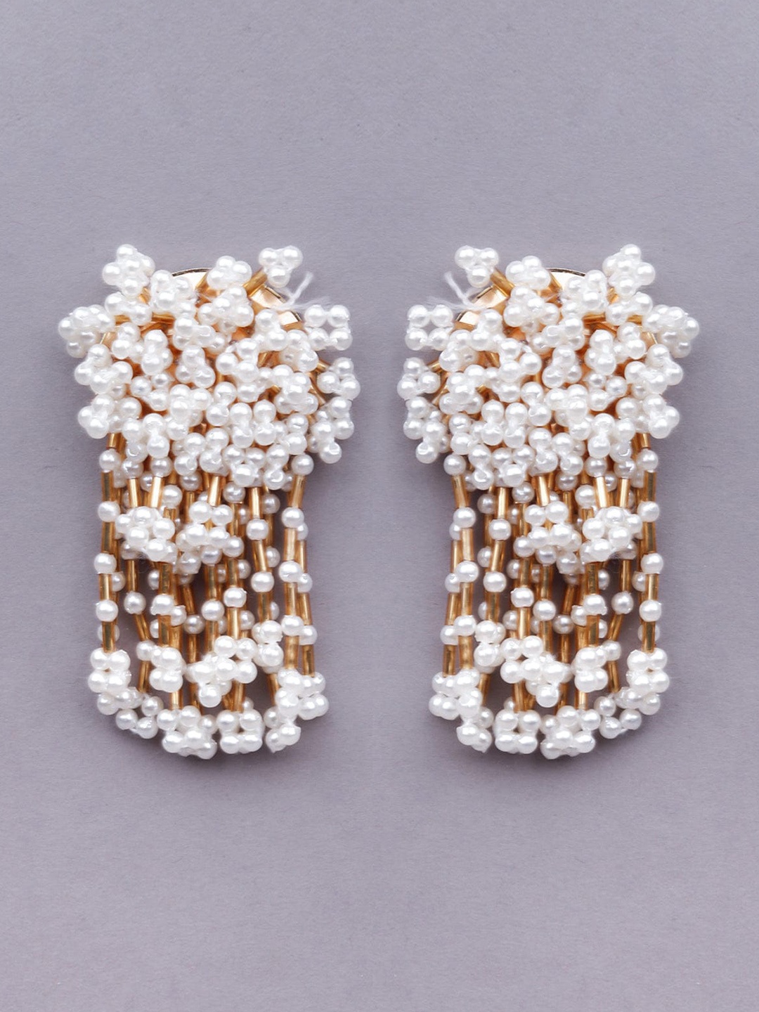 

ODETTE White Oval Drop Earrings