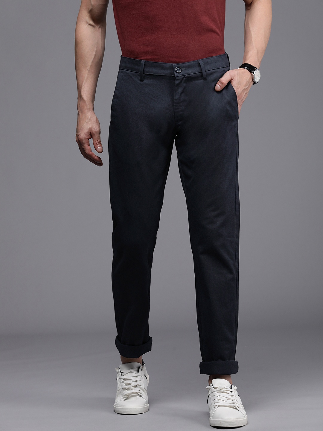 

Allen Solly Men Navy Blue Slim Fit Chinos