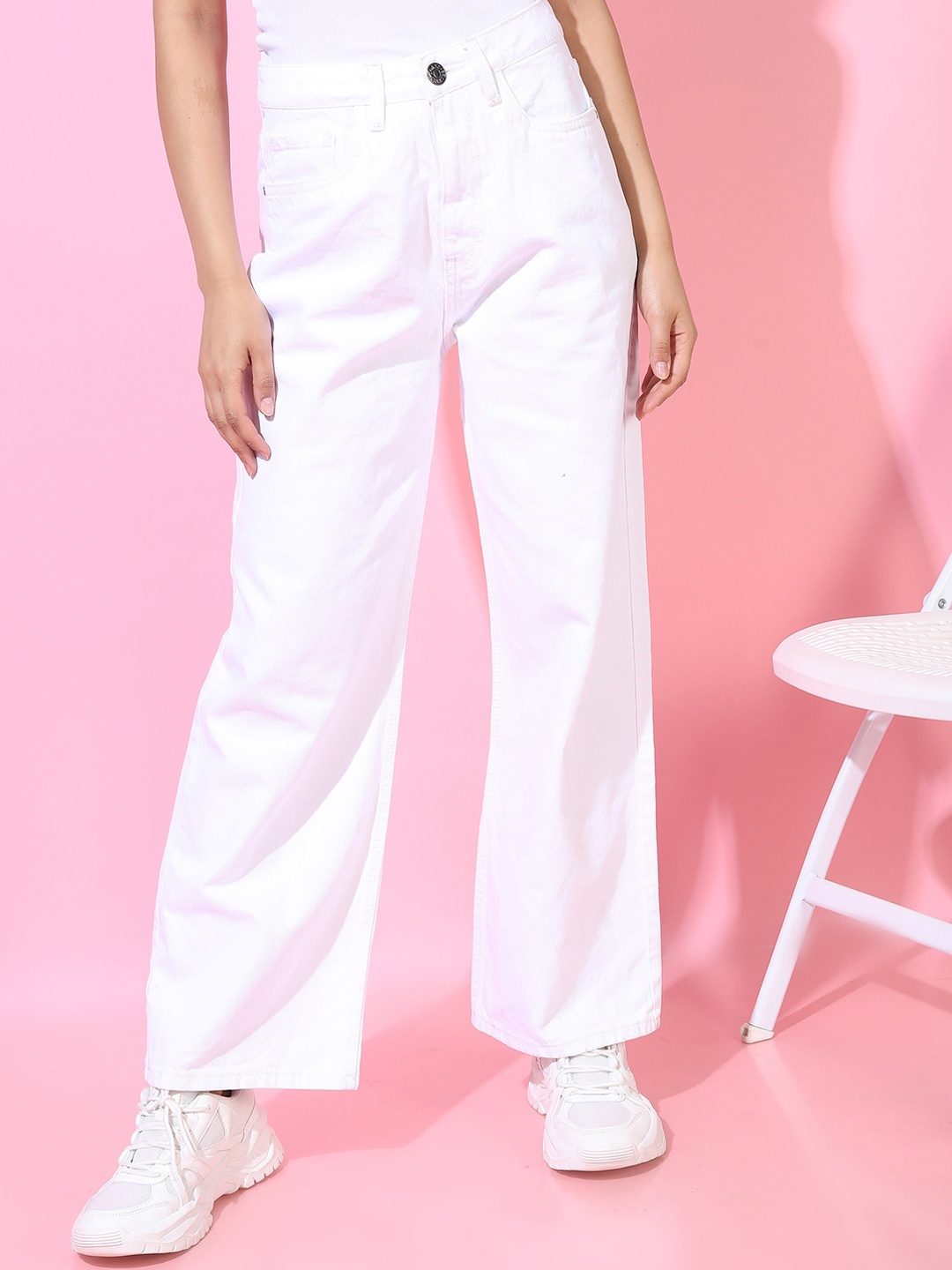 

Tokyo Talkies Women Beautiful White Flared Fit Jeans
